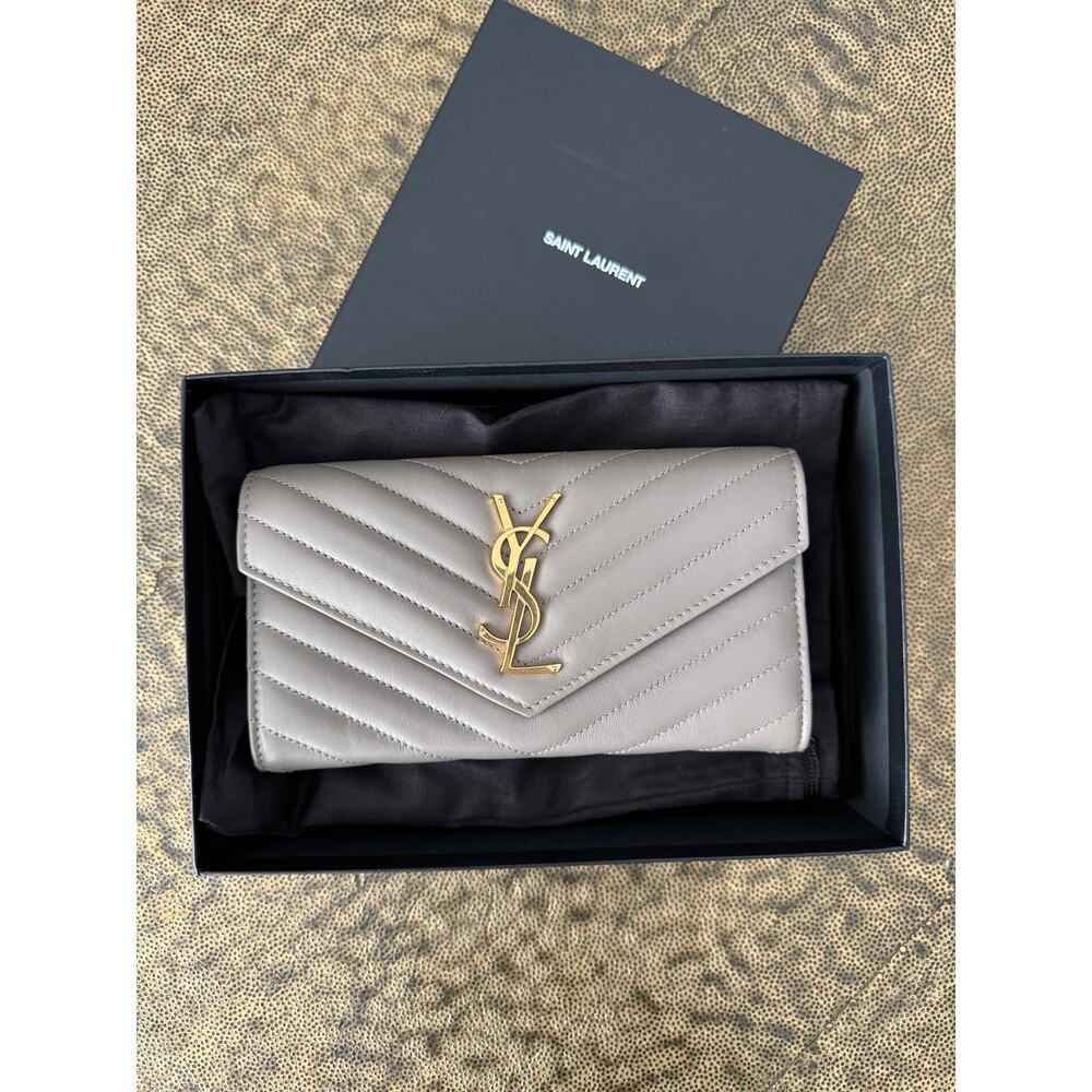 Saint Laurent Cassandra Large Flap Wallet Greyish Brown – Quilted Leather BNIB - Picture 3 of 11